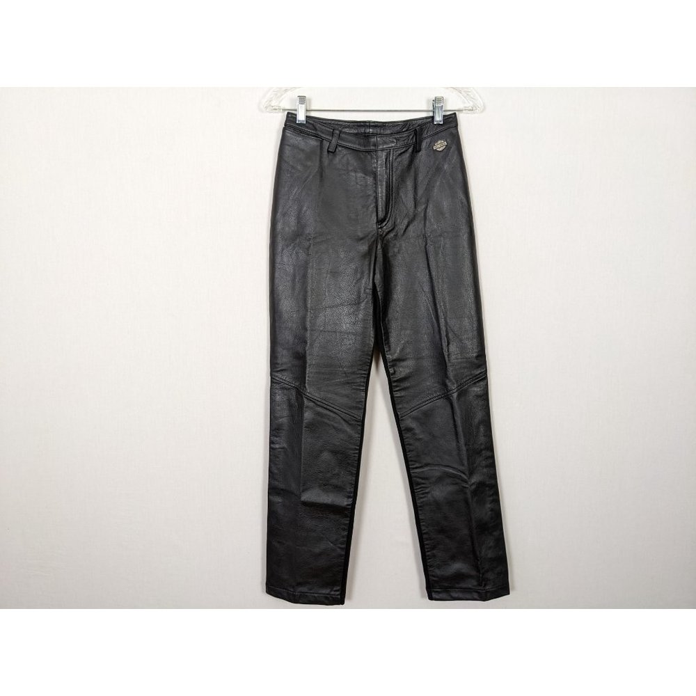 Motor Harley Davidson black‎ leather pants sz 4